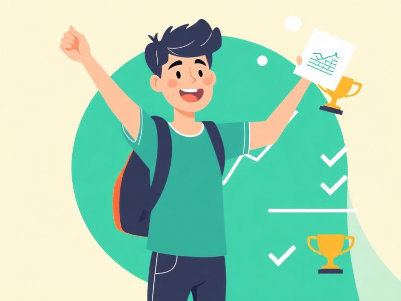 Estudiante celebrando con buena nota
